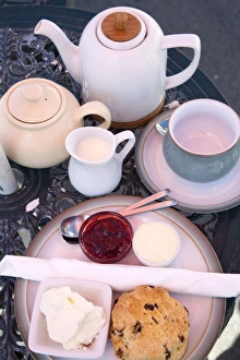 Cream tea at the Castle by the Sea Tearoom, Scarborough, North Yorkshire, Yorkshire, England, United Kingdom, Europe Cream tea at the Castle by the Sea Tearoom, Scarborough, North Yorkshire, Yorkshire, England, United Kingdom, Europe