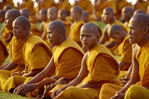 Buddhist Monks In Thailand Prints: Crowd of monks