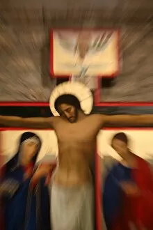 Images Dated 15th July 2006: Crucifixion icon in Santo Toribio monastery, Liebana, Cantabria, Spain, Europe