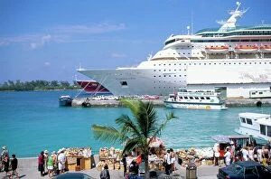 Fund Collection: Cruise ship, dockside, Nassau, Bahamas, West Indies, Central America