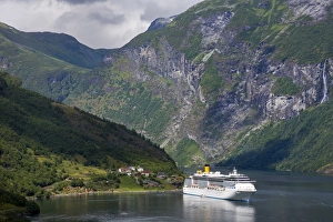 Cruise ship in Geirangerfjord, Northern Fjord Region, Norway, Scandinavia, Europe Cruise ship in Geirangerfjord, Northern Fjord Region, Norway, Scandinavia, Europe