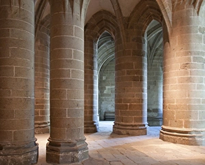 UNESCO World Heritage Site Normandy Prints: Crypt of the Massive Pillars, Mont St. Michel Abbey, UNESCO World Heritage Site