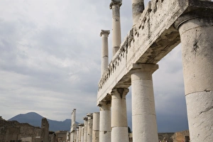 Mediterranean Heritage Sites Prints: Decumano Maximo columns, Pompeii, UNESCO World Heritage Site, Campania, Italy, Europe