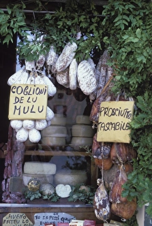 Delicatessen shop, Norcia, Umbria, Italy, Europe Delicatessen shop, Norcia, Umbria, Italy, Europe