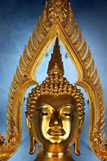 Images Dated 15th November 2015: Detail, Golden Buddha statue, Wat Benchamabophit (Marble Temple), Bangkok, Thailand