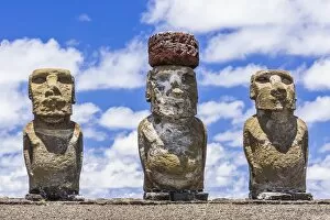 Ahu Tongariki Collection: Details of moai at the 15 moai restored ceremonial site of Ahu Tongariki on Easter Island