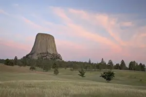 Wyoming Landscape Photography Prints: Devils Tower at sunset, Devils Tower National Monument, Wyoming