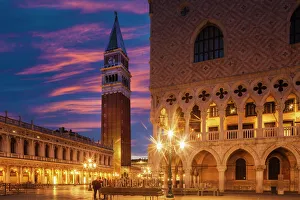 Doges Palace and Campanile after sunset, Venice, UNESCO World Heritage Site, Veneto, Italy, Europe Doges Palace and Campanile after sunset, Venice, UNESCO World Heritage Site, Veneto, Italy, Europe