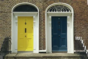 Prints of Two doorways with painted doors on Bride Street in Dublin, Eire, Europe Republic Of Ireland Prints: Two Doorways with Painted Doors Print