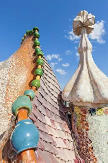 Images Dated 8th September 2016: Dragon back roof of Casa Batllo, modernist building by Antoni Gaudi, UNESCO World Heritage Site