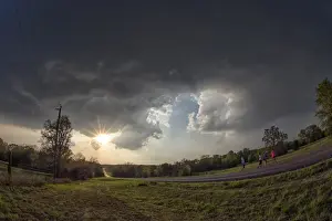 Evening Sky Scenery Prints: Dramatic cloud formations at the edge of an evening thunderstorm in rural Oklahoma