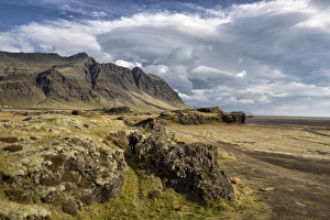 Colourful Landscape Images Prints: Dramatic cloud formations over landscape, near Vik Y Myrdal, South Iceland, Polar Regions