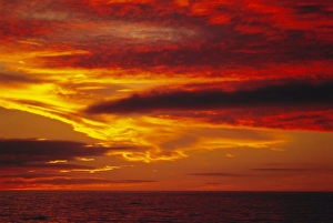 Red Clouds At Sunset Prints: Dramatic sky and red clouds at sunset, Antarctica, , Polar Regions