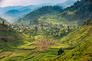 Driving by Lake Bunyonyi in Uganda, East Africa, Africa Driving by Lake Bunyonyi in Uganda, East Africa, Africa