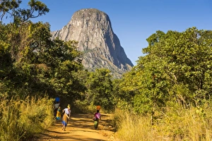 Dusty track laeding to the granite peaks of Mount Mulanje, Malawi, Africa Dusty track laeding to the granite peaks of Mount Mulanje, Malawi, Africa