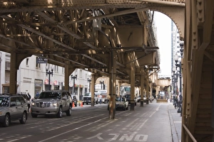 Chicago Elevated Train Prints: Under the El, the elevated train system in The Loop, Chicago, Illinois
