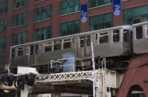 Chicago Elevated Train Prints: An El train on the Elevated train system, Chicago, Illinois, United States of America