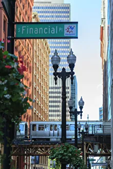 Prints of El train in The Loop, Downtown Chicago, Illinois, United States of America, North America Images Dated 2012 September: Chicago El Train Print, The Loop Downtown