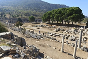 Anatolia Travel Destination Prints: Elevated view of the Agora, looking towards the Library of Celsus