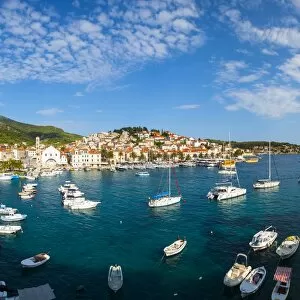 Images Dated 2nd June 2014: Elevated view over Hvars picturesque harbour, Stari Grad (Old Town), Hvar, Dalmatia, Croatia, Europe