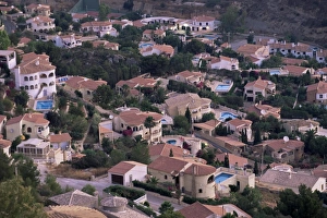 South West Europe Travel Guide Prints: Elevated view of villa development on hillside