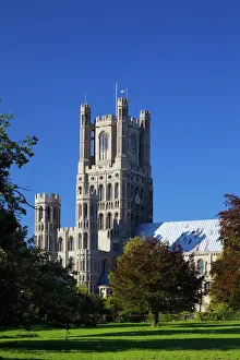 Prints of Ely Cathedral in late afternoon sunshine, Church of the Holy and Undivided Trinity, Ely, Cambridgeshire, England, United Kingdom, Europe Cambridgeshire Prints: Ely Cathedral Print in Late Afternoon Sunshine