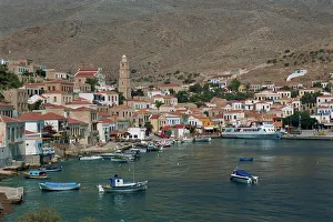 Prints of Emborio, Chalki, Halki, Greece, Europe Map Prints: Chalki Emborio Print