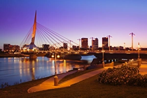 Prints of Esplanade Riel Bridge over the Red River, Winnipeg, Manitoba, Canada, North America Images Dated 2007 June: Esplanade Riel Bridge Print