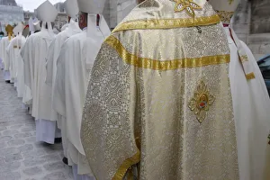 European bishops procession into Notre Dame de Paris cathedral, Paris, France European bishops procession into Notre Dame de Paris cathedral, Paris, France