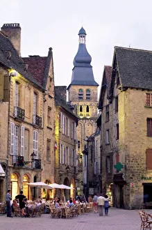 Evening in the Place de la Liberte, Sarlat-la-Caneda, Dordogne, Aquitaine, France, Europe Evening in the Place de la Liberte, Sarlat-la-Caneda, Dordogne, Aquitaine, France, Europe