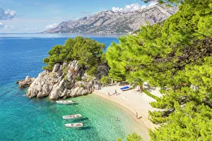 Prints of The famous Podrace Beach near Brela and Makarska, Croatia, Europe Croatia Prints: Brela Beach Print, Croatia