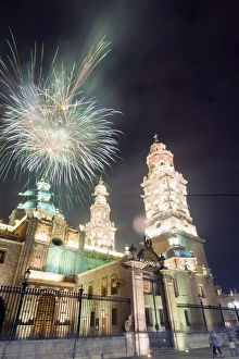 Images Dated 30th October 2010: Firework Display Print over Morelia Cathedral