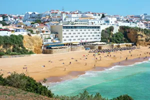 Prints of Fisherman beach, Albufeira, Algarve, Portugal, Europe Portugal Prints: Albufeira Fisherman Beach Print, Algarve, Portugal