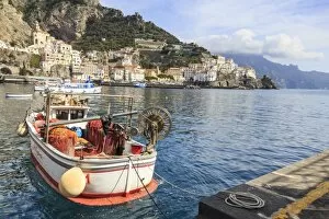 Amalfi Harbour Collection: Fishing boats in Amalfi harbour, Amalfi Coast, UNESCO World Heritage Site, Campania