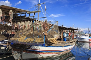 Fishing boats, Old Town harbour, Medieval Rhodes Town, UNESCO World Heritage Site Fishing boats, Old Town harbour, Medieval Rhodes Town, UNESCO World Heritage Site