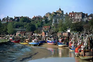 Prints of Fishing boats on River Rother, Rye, Sussex, England, United Kingdom, Europe River Prints: Fishing Boats on River Rother Print, Rye, Sussex, England