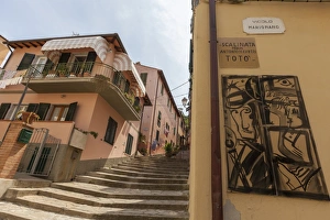 Tuscany Italy Travel Guide Prints: Flight of steps in memory of actor Toto, Porto Azzurro, Elba Island, Livorno Province