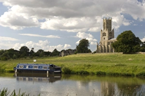 Prints of Fotheringhay church and the River Nene, Northamptonshire, England, United Kingdom, Europe Northamptonshire Prints: Fotheringhay Church and River Nene Print