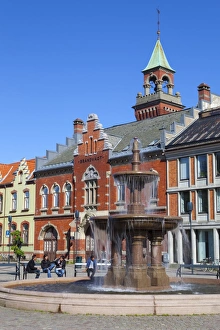 Fountain in old town square, Kristiansand, Vest-Agder, Sorlandet, Norway, Scandinavia, Europe Fountain in old town square, Kristiansand, Vest-Agder, Sorlandet, Norway, Scandinavia, Europe
