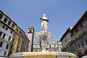 Veneto Italy Travel Guide Prints: Fountain, Piazza Erbe