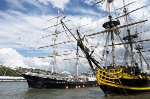 The frigate Grand Turk and three masted boat the Tenacious from Britain The frigate Grand Turk and three masted boat the Tenacious from Britain