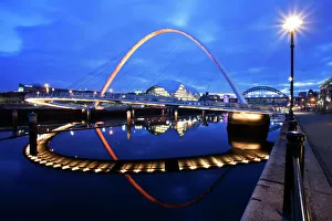 Gateshead Millennium Bridge and The Sage Print at Dusk