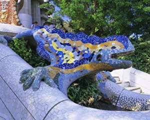 Prints of Gaudi architecture, Parc Guell, UNESCO World Heritage Site, Barcelona, Catalunya (Catalonia) (Cataluna), Spain, Europe Spain Prints: Gaudi Architecture Print, Parc Guell, Barcelona