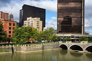 Genesee River and city skyline, Rochester, New York State, United States of America Genesee River and city skyline, Rochester, New York State, United States of America
