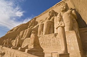 Giant statues of the great pharaoh Rameses II outside the relocated Temple of Rameses II Giant statues of the great pharaoh Rameses II outside the relocated Temple of Rameses II
