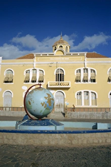 Globe outside a school in Mindelo, on Sao Vicente Island, Cape Verde Islands Globe outside a school in Mindelo, on Sao Vicente Island, Cape Verde Islands