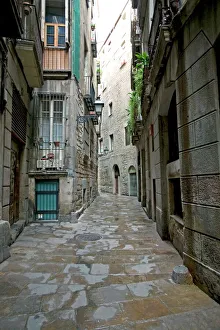 Prints of Gothic Quarter, Barcelona, Catalonia, Spain, Europe Barcelona Prints: Gothic Quarter Print, Barcelona Street Scene