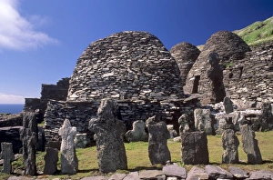 UNESCO World Heritage Site Ireland Prints: Graveyard and stone huts