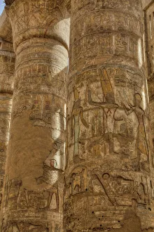 Luxor Egypt Tourism Prints: The Great Papyrus Columns, Hypostyle