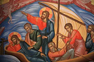 Greek Orthodox icon depicting Jesus, who is shown twice Greek Orthodox icon depicting Jesus, who is shown twice